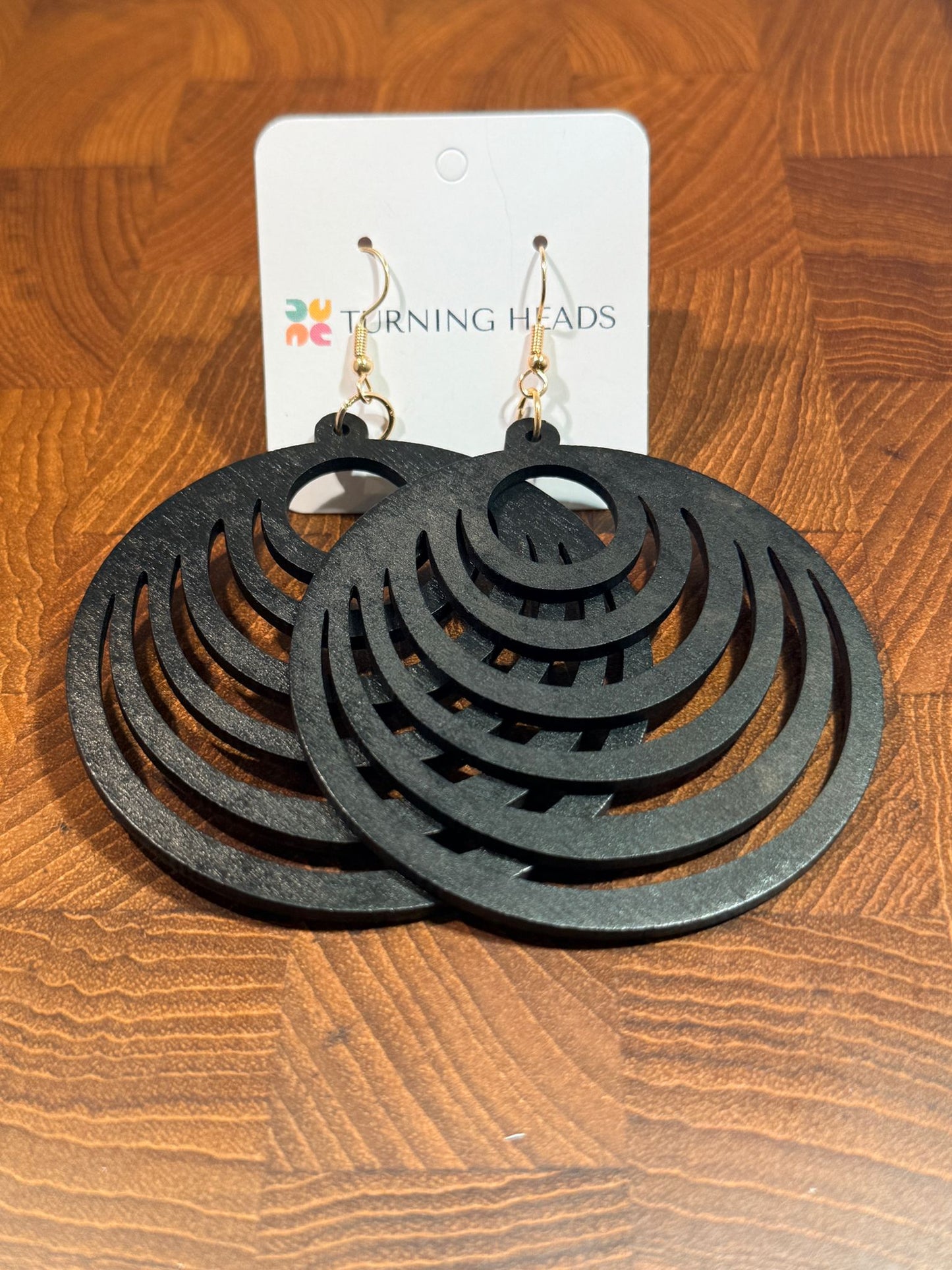 Wood Crescent Drop Earring