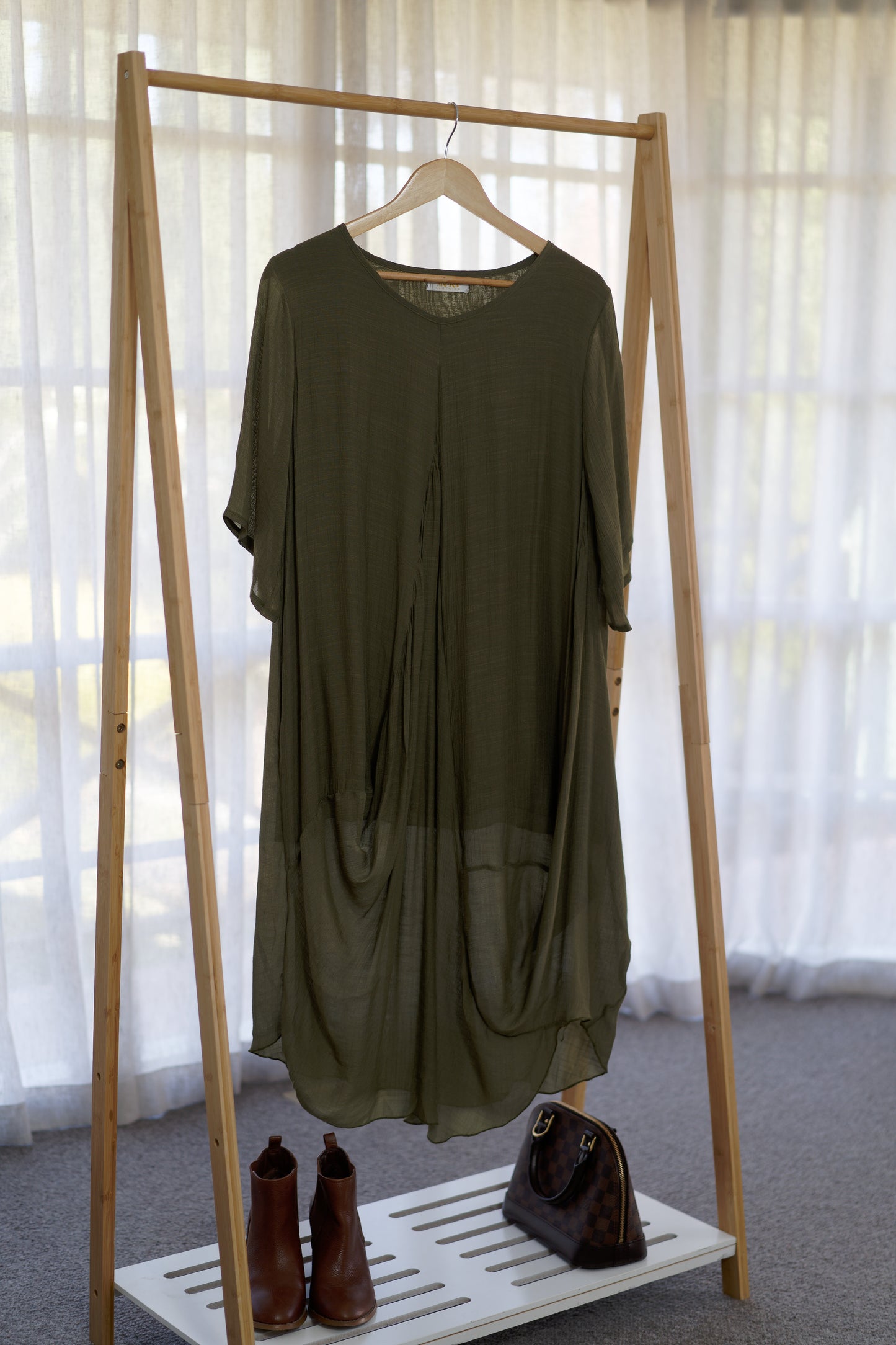 Zinnia Draped Linen Dress