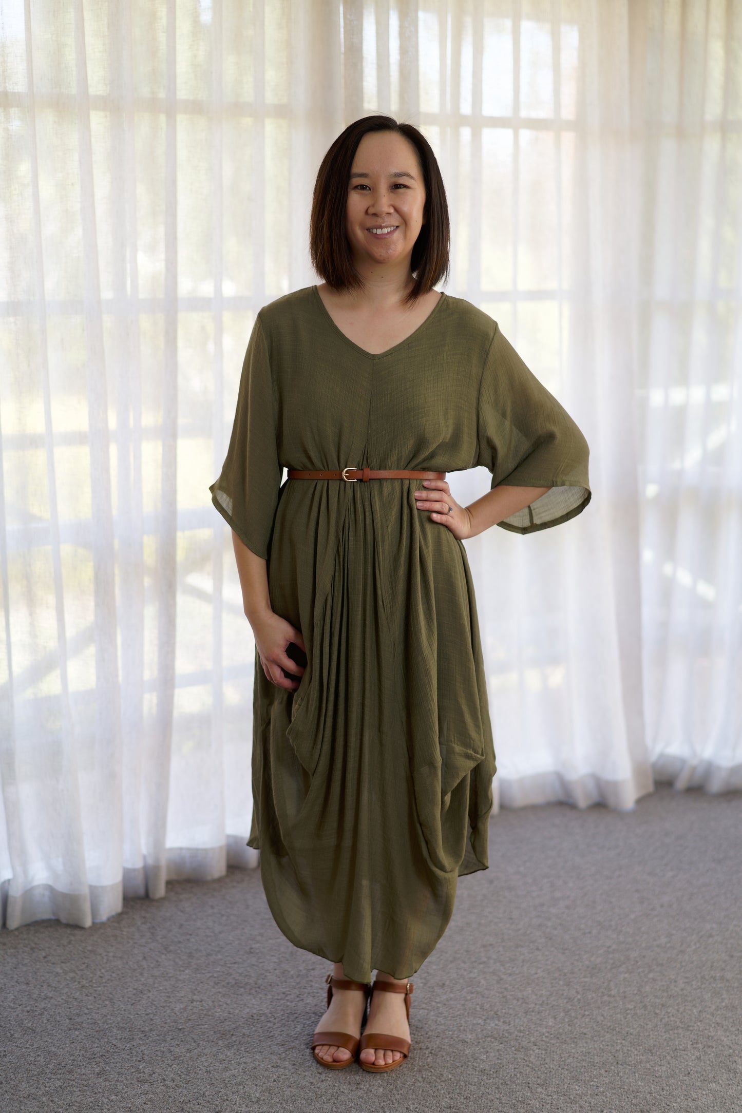 Zinnia Draped Linen Dress