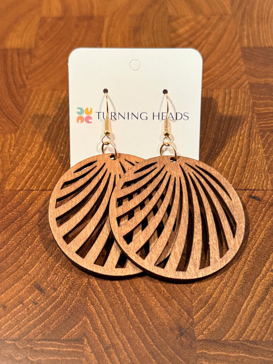 Wood Palm Fan Drop Earring