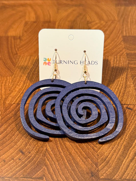 Wood Swirl Drop Earring