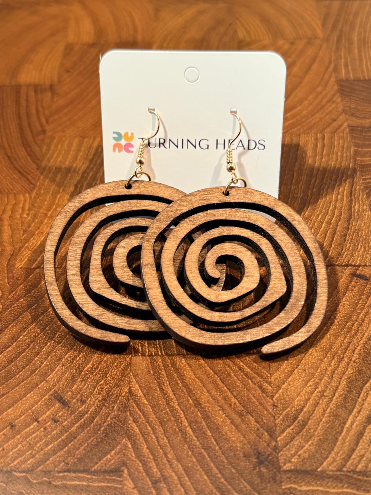 Wood Swirl Drop Earring